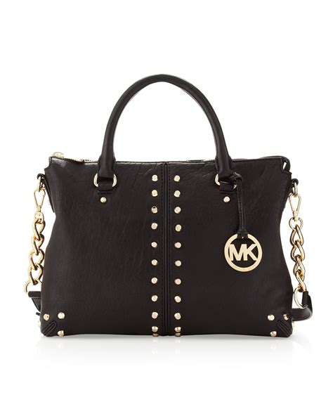 michael kors brown bag with gold studs|Michael Kors quilted bag black.